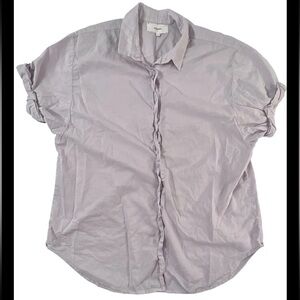 Xirena Womens Button Front Cuffed Short Sleeve Collared Shirt Cotton Small